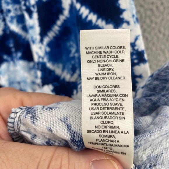 Chicos Dress Womens 1 US Medium Blue Printed Tiered Short Sleeve Notched Neck - Picture 8 of 12